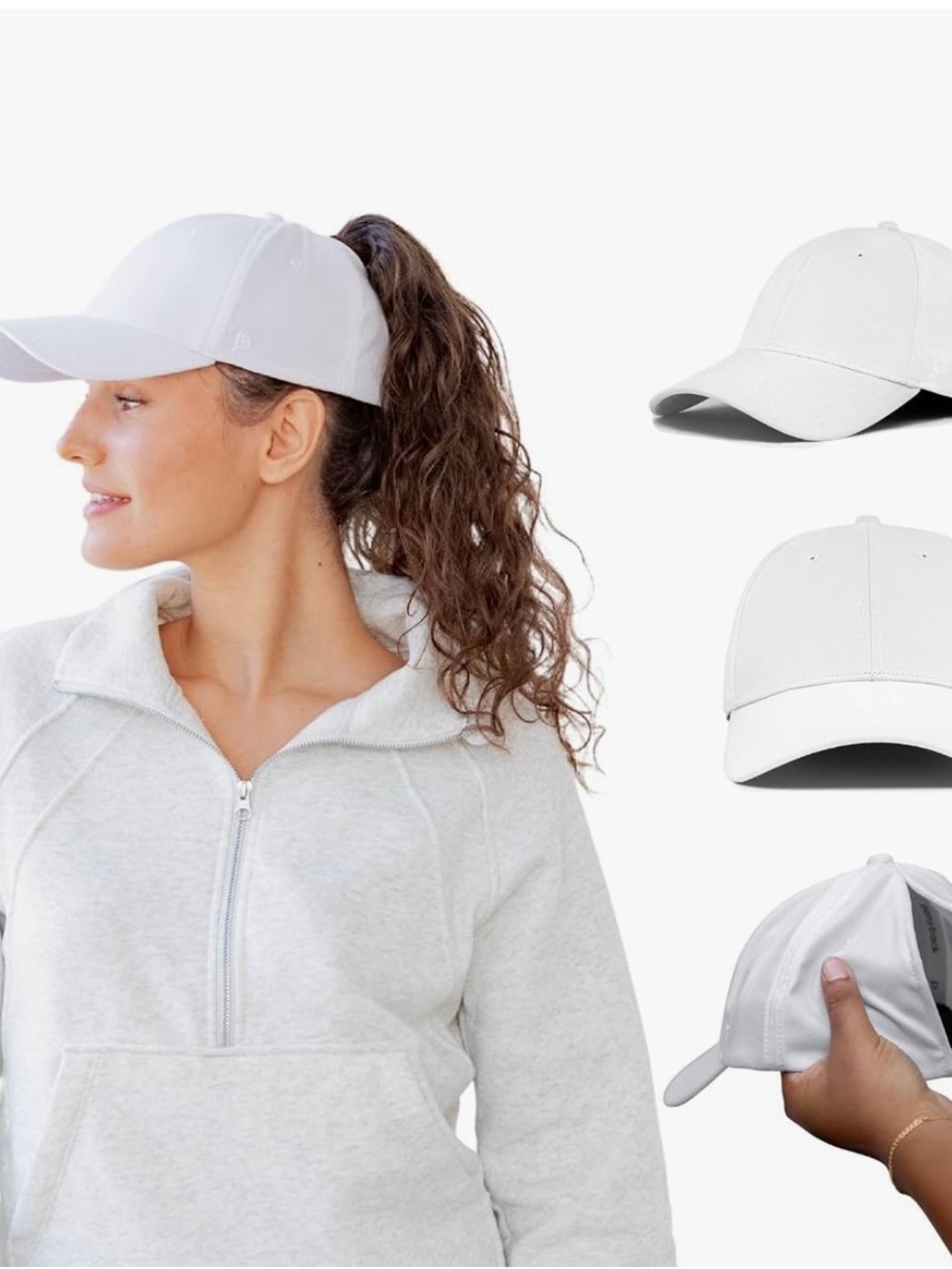 NEW Ponyback White Cap Everyday Fit